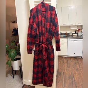 SKIMS Red and Black Plaid Robe